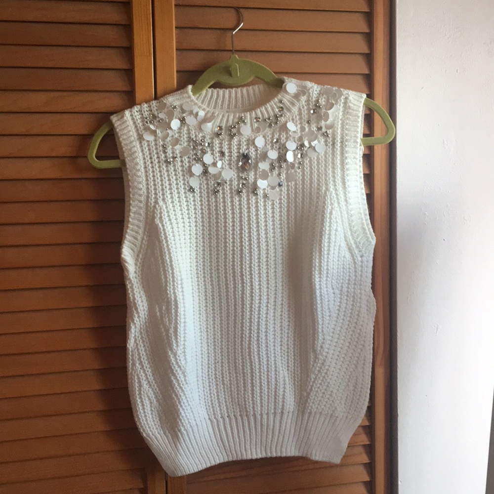 Embellished Sleeveless Sweater